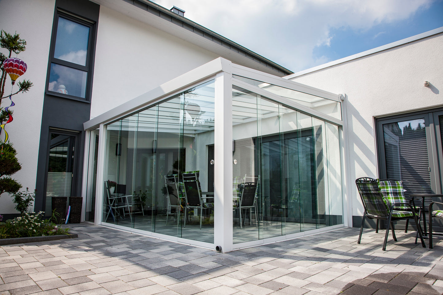 Deponti Giallo Aluminium Veranda Canopy With Glass Sliding Doors All Round 4060mm x 2500mm